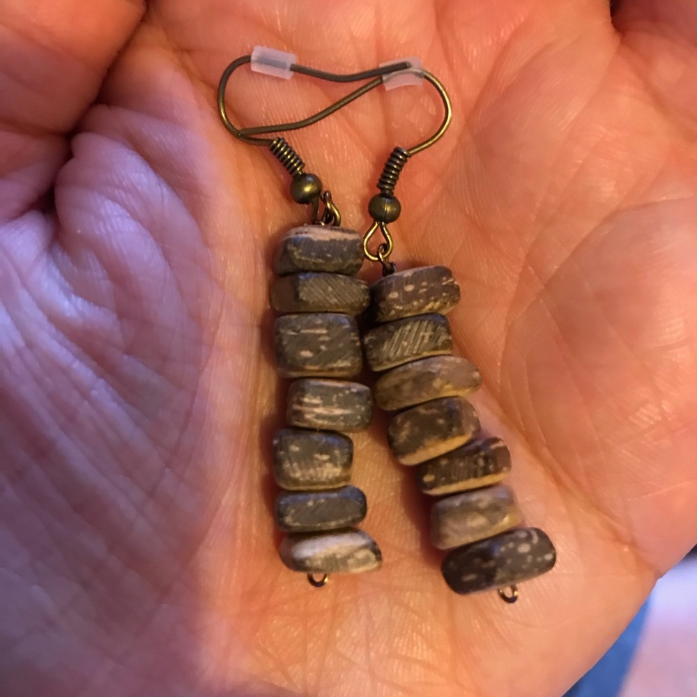 WOODEN BEADED EARRINGS